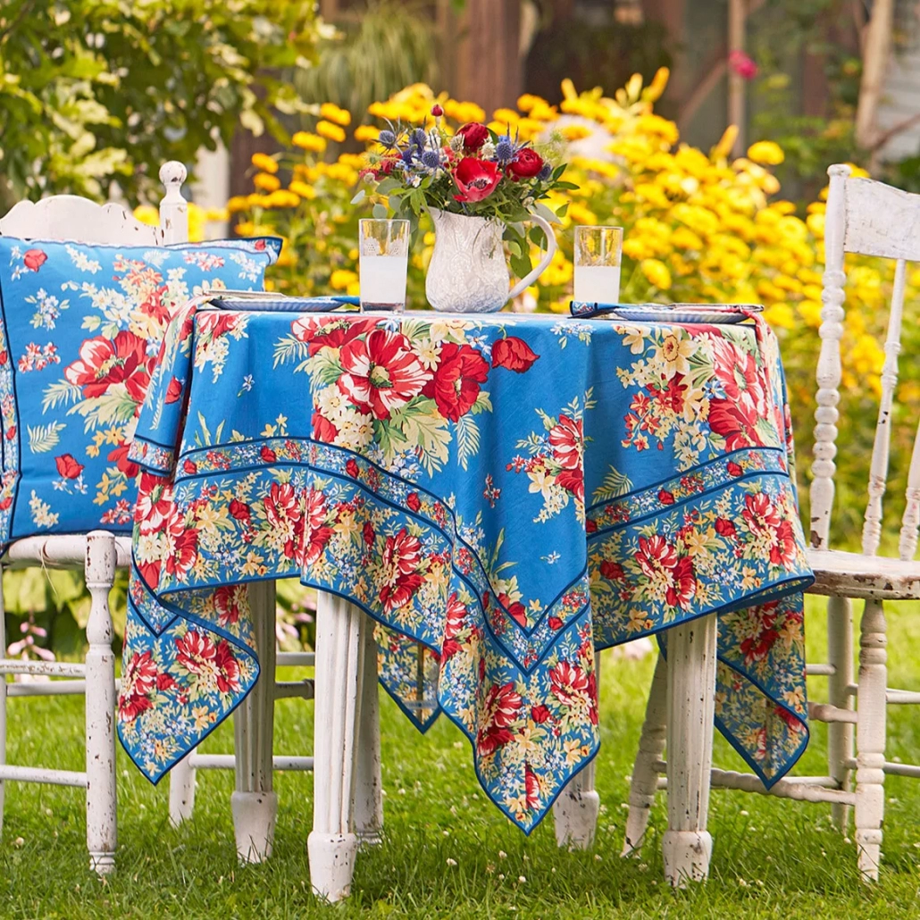 April Cornell Charming Blue Tablecloth 36x36 - Barb's Kitchen