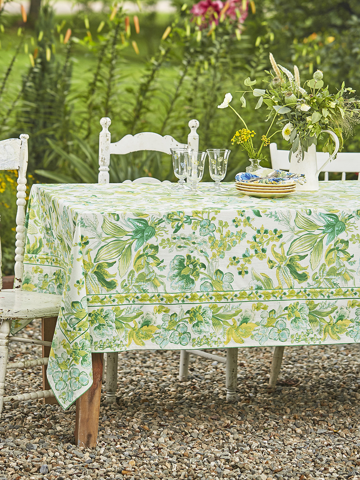 April Cornell Orchid Study Green Tablecloth 60X90 - Barb's Kitchen