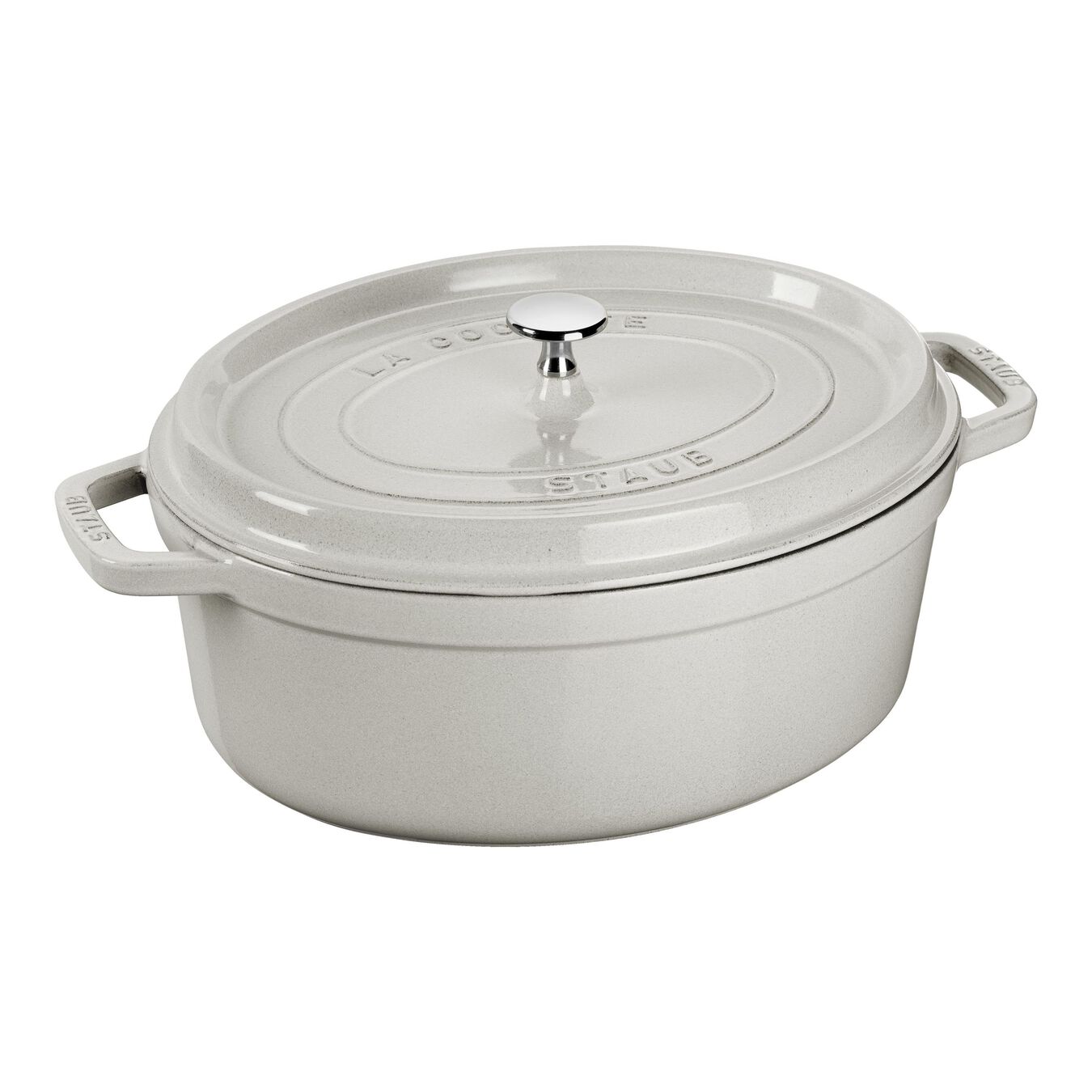 Staub Cast Iron Oval Cocotte 3.25L White Truffle - Barb's Kitchen