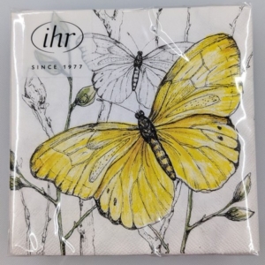 IHR Cocktail Napkins Colourful Butterflies Yellow